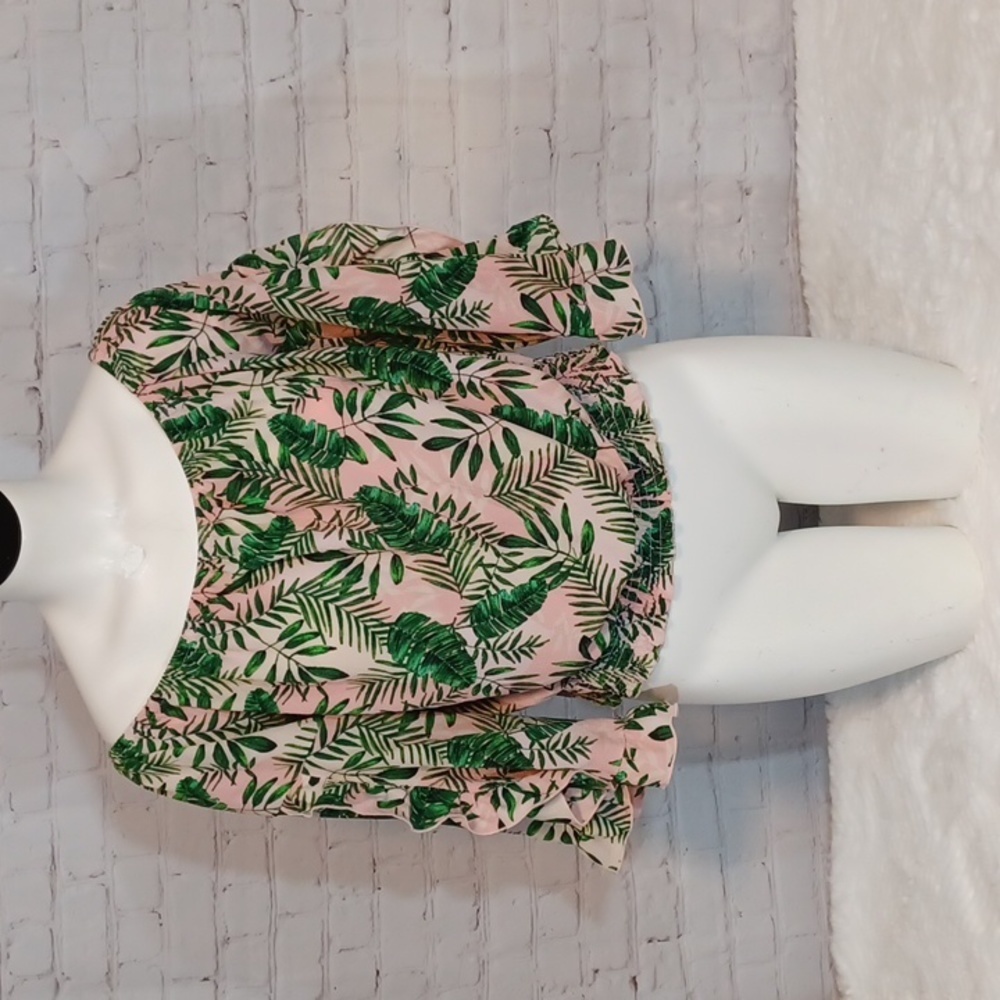 Esteem L Woman's Pink & Green Tropical CropTop L‎ Junior